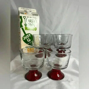 Anchor Hocking Dessert Cups with Red Base